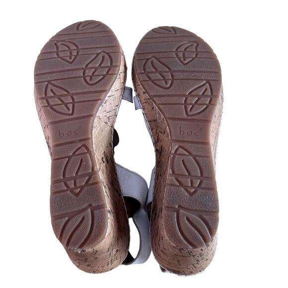 BOC Cornelis Wedge Sandals 10M White Floral Adjustable Ankle Strap Leather Upper - Picture 13 of 14